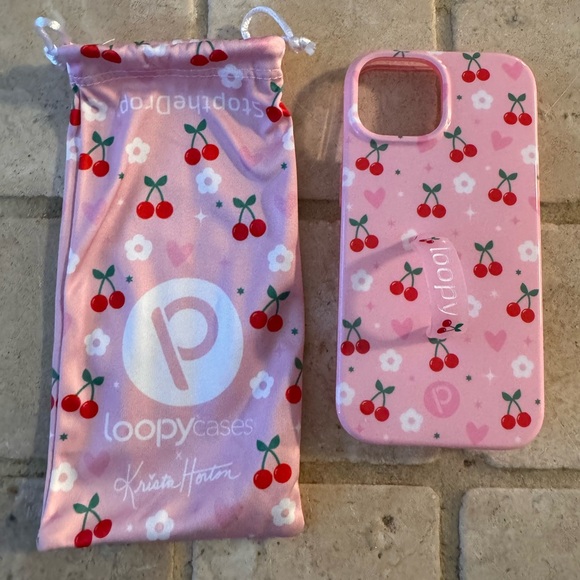 Loopy Cherry Cute X Krista Horton Pink Pattern I  I-Phone 15 Case New - Picture 5 of 5